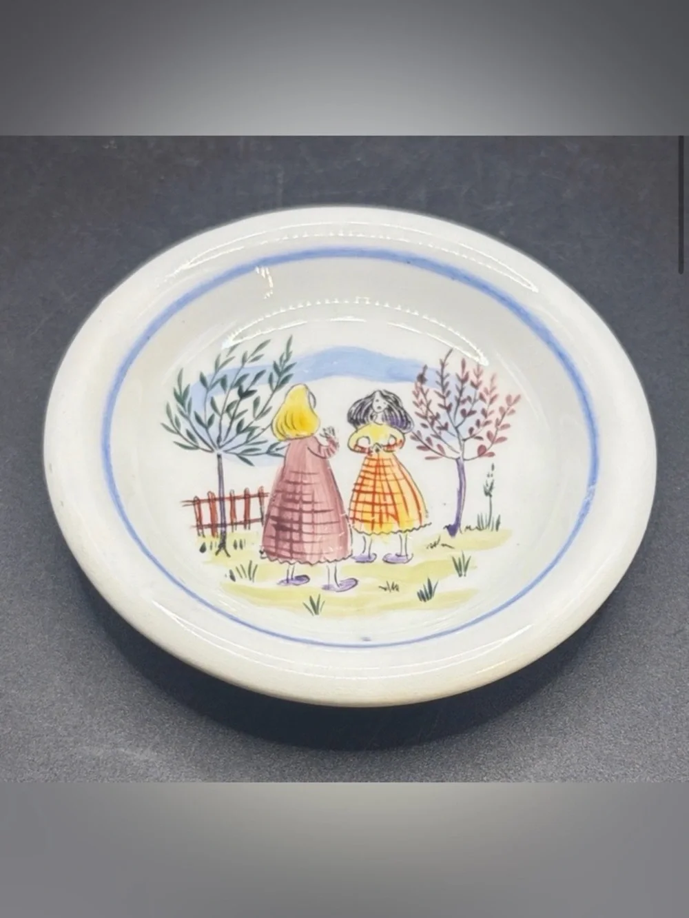 Arabia Suomi Finlandia Vintage Hand Painted Ceramic Trinket Dish Teabag Rest